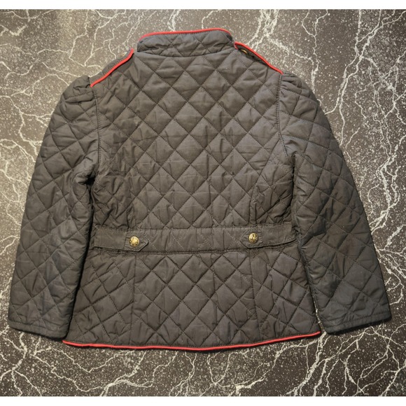 Polo Ralph Lauren Jacket Kids 10-12 Black Quilted Red Piping Gold Buttons - Picture 2 of 7